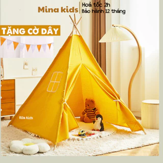 Lều cho bé, lều công chúa cho bé gái, trai cắm trại dã ngoại bằng vải, gỗ tự nhiên an toàn, đồ chơi trẻ em MINA KIDS