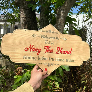 Biển hiệu treo cửa hàng hoặc tiệm cà phê, trà sữa - Thiết kế theo yêu cầu - Tên shop được dán mica nổi