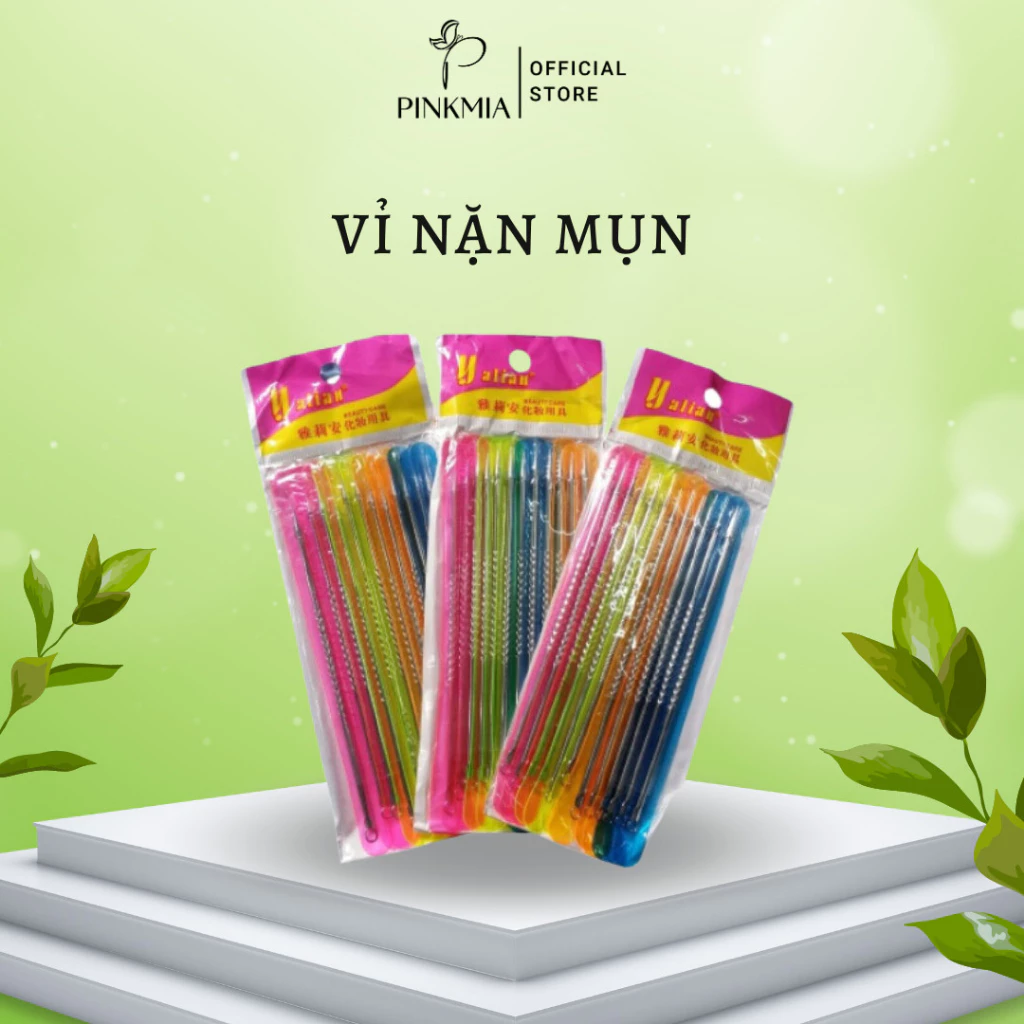 (Bán sỉ) Que nặn mụn Pinkmia cho Spa - Cây nặn mụn đầu đen cao cấp (Vỉ 12 que loại dài)