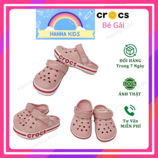 HÀNG LOẠI 1-Tặng 12 Sticker-Dép Cross cho bé gái trẻ em HannaKids màu Hồng Sục Cros Baya giày xục Clog Kid Size 28 29 30