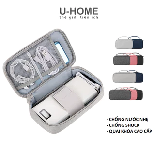 Túi phụ kiện công nghệ đựng pin sạc dự phòng, điện thoại, cáp sạc usb, tai nghe có quai cầm, túi nhiều ngăn quai xách