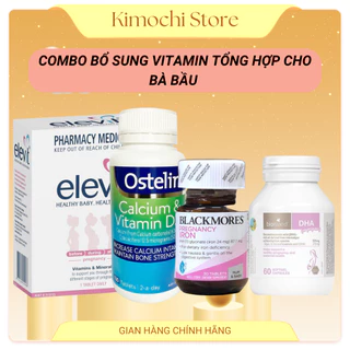 Combo Bà Bầu Úc, Bô sung Vitamin tổng hợp cho mẹ bầu toàn diện, giúp thai kỳ phát triển tốt  (Elevit, Canxi, DHA, Sắt)