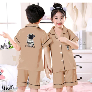 Bộ ngủ đùi Pijama cho bé trai bé gái 0373 mặc nhà mềm mịn ngắn tay in hình dễ thương 12 38kg