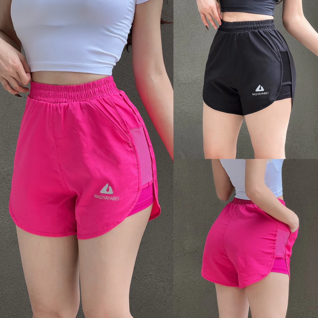 Quần Đùi Short Thể Thao 2 Lớp Phối Lưới Có Túi NaQi Tập Gym, Chạy bộ, Aerobic, Pickleball - QN05