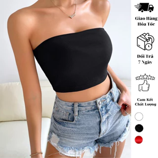 Áo ống quây croptop JUNE.SG Áo ống thun gân co giãn không mút D020