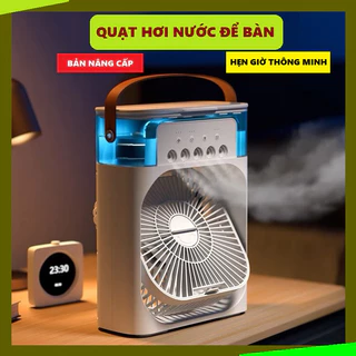 Quạt Hơi Nước Để Bàn, Hẹn Giờ Thông Minh, Quạt Điều Hòa Mini Có Khay Chứa Đá, Đèn Led 7 Màu