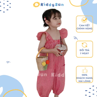 Set đồ Kiddysun liền thân kẻ sọc hồng xinh xắn đắng yêu an toàn  dành cho bé gái 2,3,4,5,6,7,8,9,10,11,12 tuổi[V344]