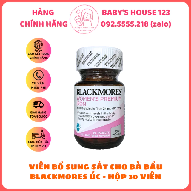 Viên uống bổ sung sắt cho bà bầu Blackmores Pregnancy Iron Úc 30 viên