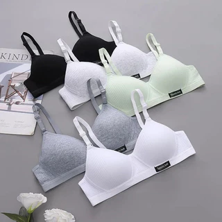 Áo Ngực nữ cotton sọc không gọng đệm mỏng cup ngực nhỏ phom ôm không hở viền mặc đi học đi làm