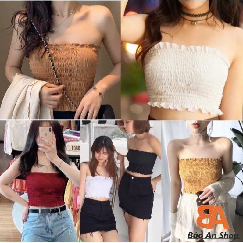 Áo Ống Croptop Trơn Nhún