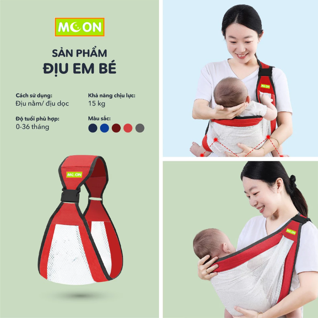 Địu võng chéo vai dạng lưới cho bé, địu bế em bé 4 tư thế chữ M cho trẻ sơ sinh từ 0-24 tháng