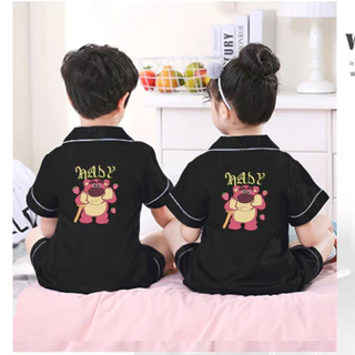 pijama bé gái đồ bộ bé trai FIVEBE 0383 mặc nhà mặc ngủ in gấu cute tay ngắn quần ngắn