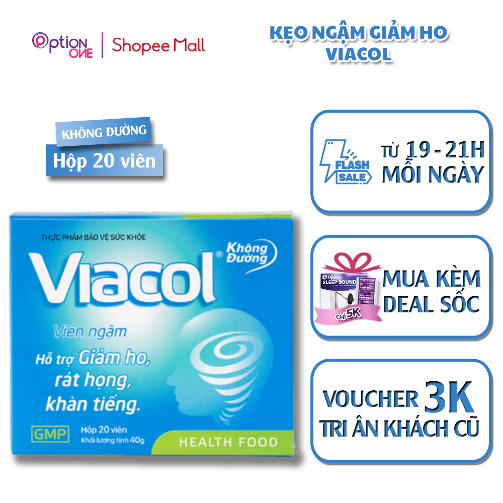 Kẹo Ngậm Thảo Mộc Không Đường Giảm Ho Đau Họng Vietnat Viacol - Hộp 20 Viên