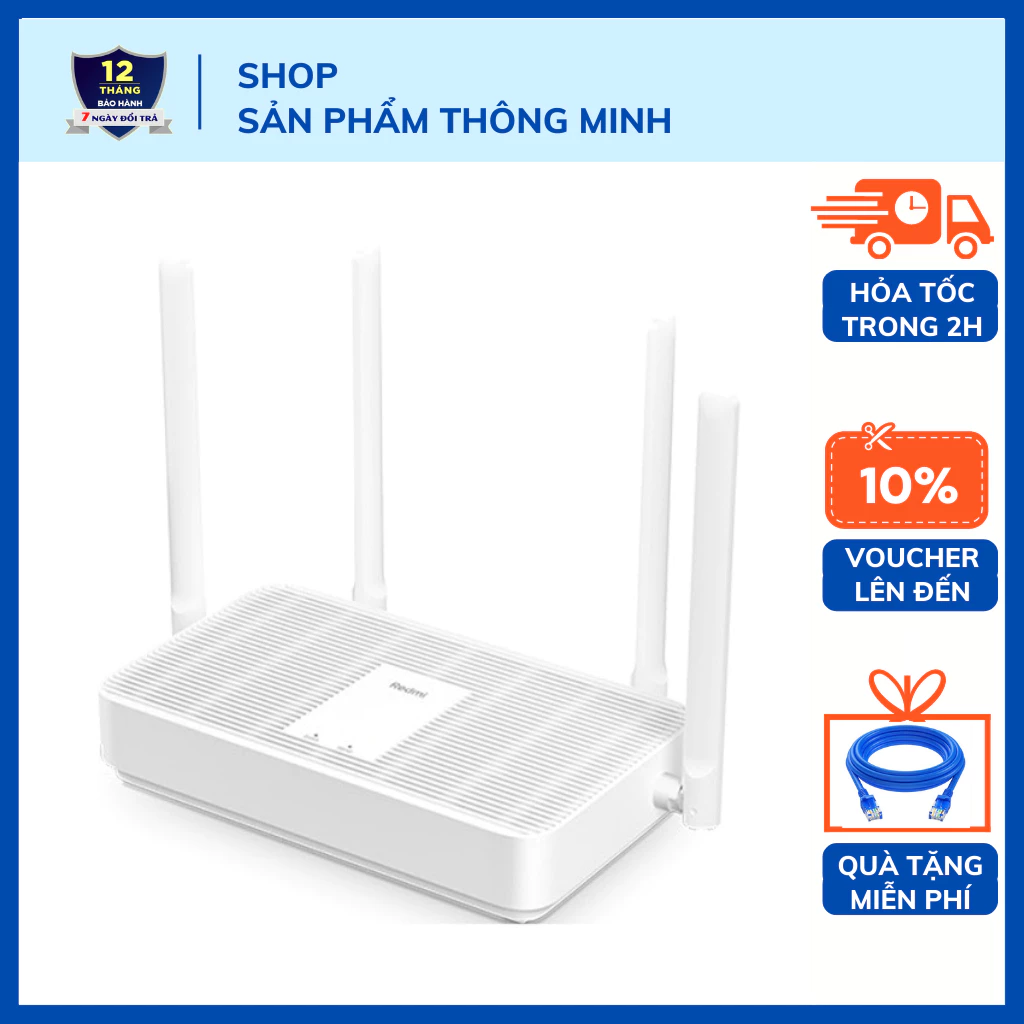 Bộ phát Wifi Router Xiaomi Redmi AX1800 - AX3000 băng tần kép - Wifi 6 3000Mbps - hỗ trợ Mesh - kết nối 128 thiết bị