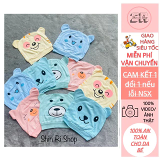 Nón/mũ sơ sinh chất thun cotton lạnh siêu mềm mát cho bé 0-3 tháng