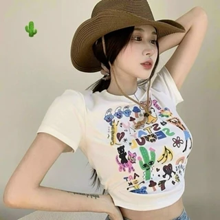 💥 Áo thun croptop in họa tiết siêu hót, chất thun borip dày đẹp