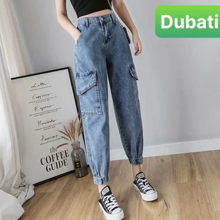 QUẦN BAGGY JEAN NỮ CHẤT BÒ XANH LƯNG THUN CẠP CHUN TÚM GẤU SANG CHẢNH CAO CẤP MỚI DB-5555 - DUBATI FASHION