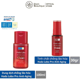 Dưỡng chất cải thiện lão hóa da Hada Labo Pro Anti Aging α Lifting Lotion 100ml và Tinh chất 30gr Glam Beautique