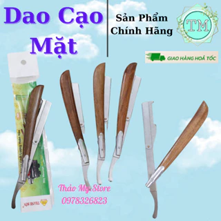 Dao Cạo Mặt, Cạo Râu, Tỉa Lông Mày Cán Gỗ + Inox Cao Cấp