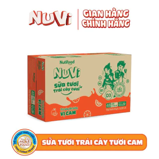 Thùng sữa Nutifood Nuvi sữa tươi trái cây vị cam (48hộp)