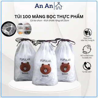 Bịch 100 Cái Màng Bọc Thực Phẩm Túi Gấu có chun co dãn túi nilon bọc đồ ăn tiện lợi bảo quản tươi mới - AN AN