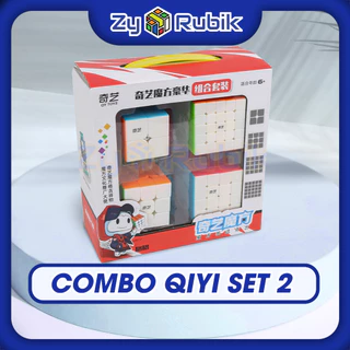 Combo Rubik - Qiyi Set 2 - Qiyi 2x2, Qiyi 3x3, Qiyi 4x4, Qiyi 5x5 ( Stickerless Không Viền ) - Zyo Rubik