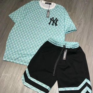 Đồ Bộ Thể Thao - Set Bộ Đồ Nam In Chữ Logo NY Thun Lạnh Cotton Tay Ngắn + Quần Short