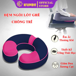 Đệm Ngồi Lót Ghế Chống Trĩ KUNBE, Chất Liệu Cao Su Non Kê Mông Cho Người Đau Xương Cụt Giúp Ổn Định Cột Sống Chống Ê Mỏi