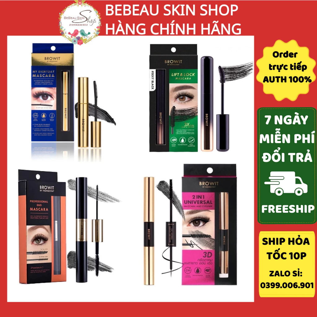 Chuốt mi Mascara Nongchat Browit, 2 đầu , Cong mi cấp 3 lần - Bebeau