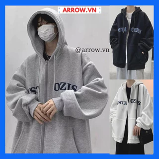 Áo khoác hoodie zip YSTA chất nỉ bông nón 2 lớp nam nữ kiểu unisex form rộng Lechau