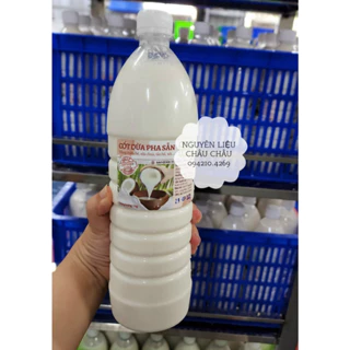 Nước Cốt Dừa PHA SẴN Cấp đông dùng cho Sữa chua Hạ long/ Chè/ Kem/ Nước Chan chè chai 1L - Tổng kho nguyên liệu