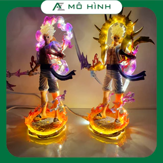 Mô hình One piece Luffy nika gear 5 thần mặt trời đế lửa Có LED siêu đẹp cao 22cm | Figure anime đảo hải tặc decor