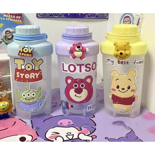 Bình Nước Bình Lắc WHEY 500ML TOY STORY GẤU LOTSO GẤU POOH Kèm Sticker Dán