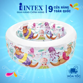 Hồ bơi phao Intex 58480, 3 tầng 1m52 mini trong nhà, độ tuổi 3+, hình tròn đại dương, bảo hành 12 tháng