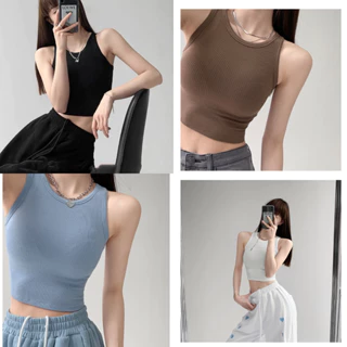 Áo Ba Lỗ Nữ Xuất Khẩu Dáng Croptop Cotton Tăm Siêu Mịn