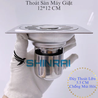 ( 12*12 CM Đúc Dày 3mm ) Ga Thoát Sàn Máy Giặt , Phễu Thoát Nước Nhà Tắm SHINRAI INOX Chống Mùi Hôi , Đáy Thoát Lớn