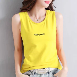 Áo thun 3 lỗ nữ sát nách LOVE - Vải Cotton 4 Chiều Co Giãn Tốt Phong Cách Hàn Quốc 2023 SALLY BOUTIQUE-SN129