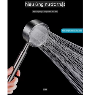 Vòi sen tăng áp, tay sen tắm Massage Inox 304 Tròn dày tạo tia nước hình Tháp Nước tạo cảm giác thư giãn dễ chịu