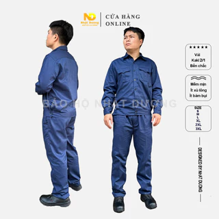 Quần áo bảo hộ lao động nam vải kaki 2/1 màu tím than ND09, Đồ bảo hộ lao động Nhật Dương bền chắc ít nhăn