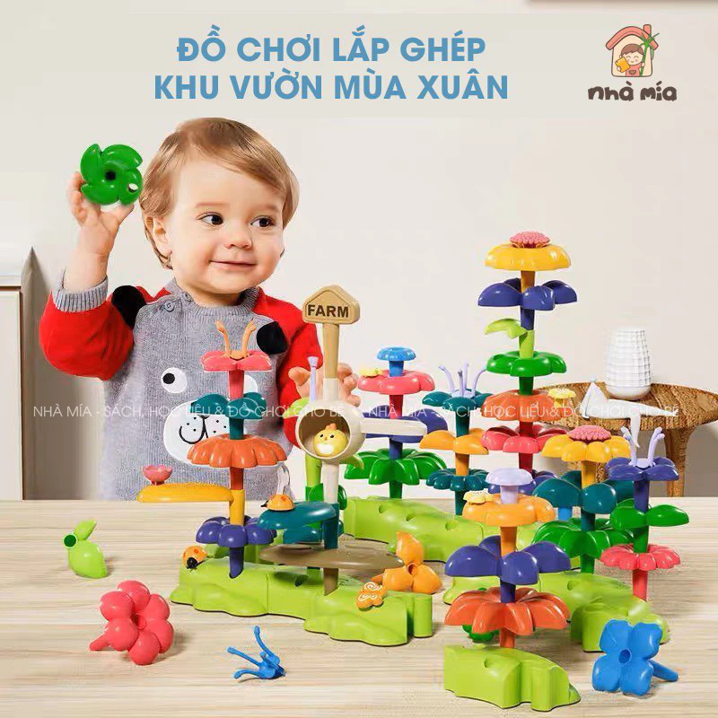 Đồ chơi lắp ghép xếp hình vườn hoa mùa xuân cao cấp cho bé trai, gái Đồ chơi lắp ghép sáng tạo cho bé