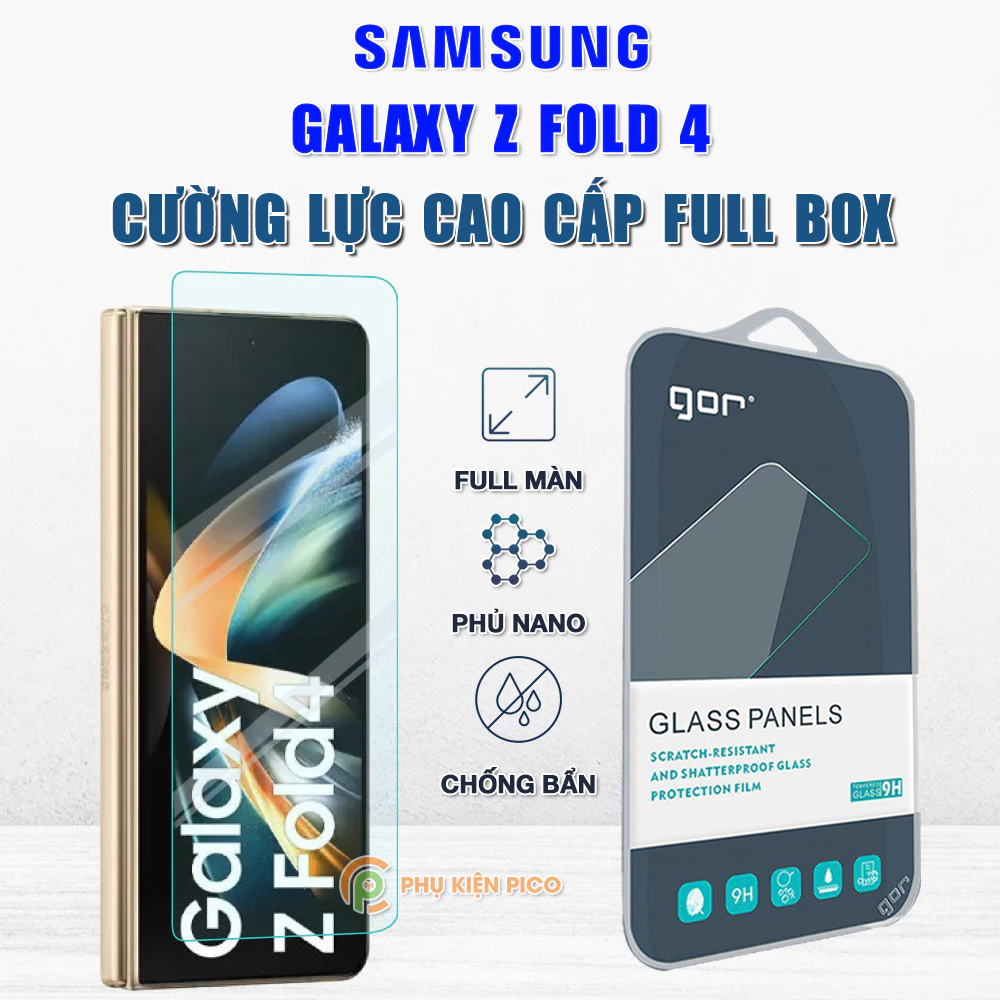 Kính cường lực Samsung Z Fold 4 / Fold 5 full màn hình chính hãng Gor phủ nano- Dán màn hình phụ Samsung Galaxy Z Fold 4