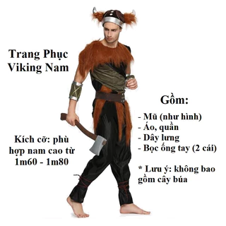 (Có sẵn) Trang phục hóa trang chiến binh Viking dành cho nam và nữ Valhalla