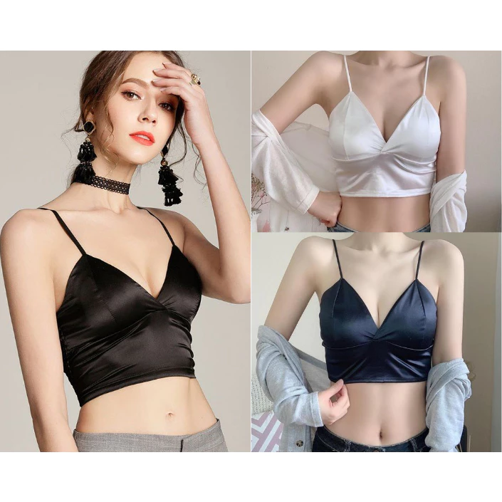 Áo lót Bra lụa Satin phi bóng - Áo bra 2 dây bralette mềm mịn mát siêu xinh cho bạn Nữ sang chảnh - SVFAL18