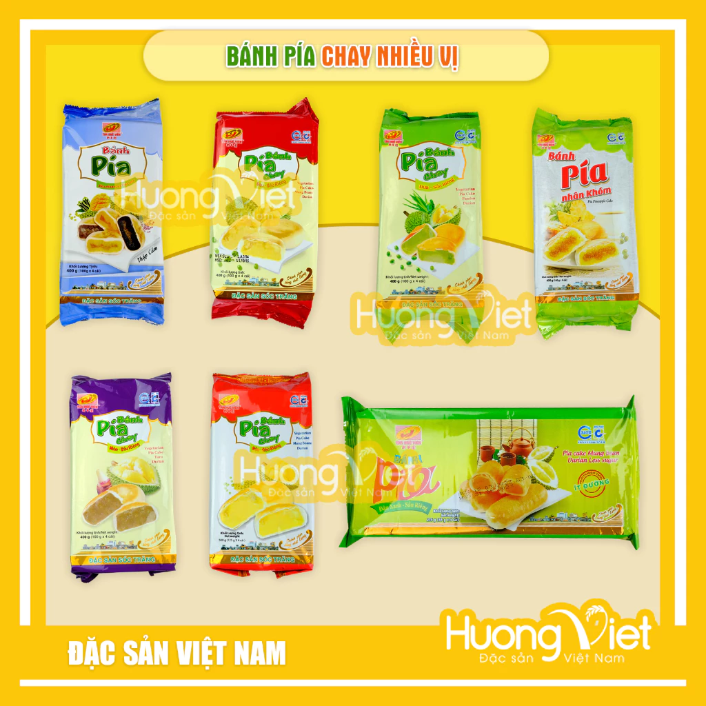 Bánh pía Chay Tân Huê Viên, bánh pía không trứng mang đi nước ngoài, đặc sản Sóc Trăng, gói 4 bánh
