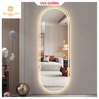 Gương toàn thân hình Oval VUA GƯƠNG treo tường decor có đèn led cảm ứngcao cấp với nhiều kích thước (Full phụ kiện)