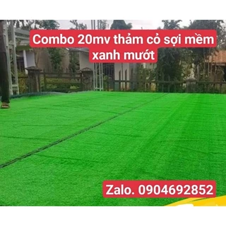 Combo 20 mét vuông thảm cỏ nhân tạo sợi mềm, mịn màu xanh non - khổ 2m x 10m