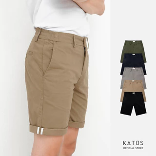 Quần short nam kaki cao cấp HB màu trơn sọc lai thiết kế trẻ trung form slimfit ôm gọn người | KATUS STORE 001108
