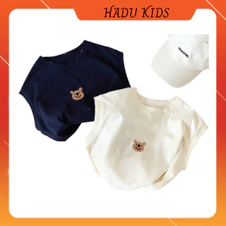 Áo ba lỗ bé trai bé gái, áo sát nách in hình MẶT GẤU chất cotton cao cấp - HADU KIDS 7-28kg