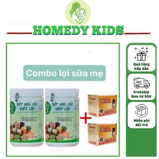 Combo lợi sữa sau sinh gồm ngũ cốc lợi sữa việt lộc và cốm lợi sữa mummilk, giúp tăng tiết sữa, sữa thơm, dinh dưỡng hơn