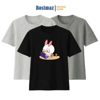 Áo thun Unisex Bosimaz TS113 cổ tròn tay lỡ phom rộng in hình thỏ, thun POLY, vải đẹp, thoáng mát.